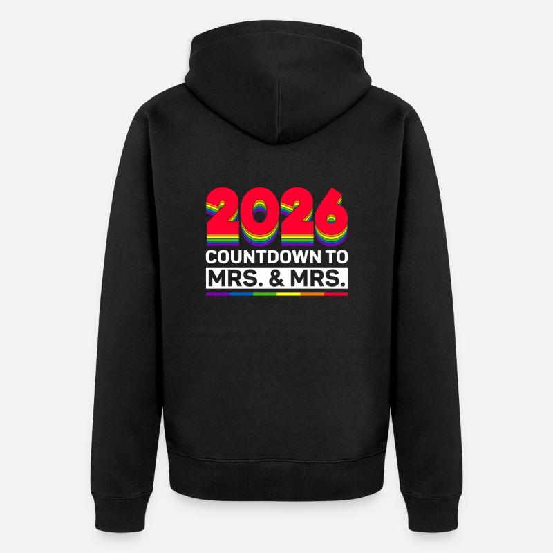 Gay Pride 2026 Hochzeit Homo-Ehe - Unisex Premium Bio Zip Hoodie - Schwarz