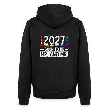 Gay Pride 2027 Mariage Mariage gay - Veste à capuche bio Premium Unisexe - noir - Dos - Nico (187cm)
