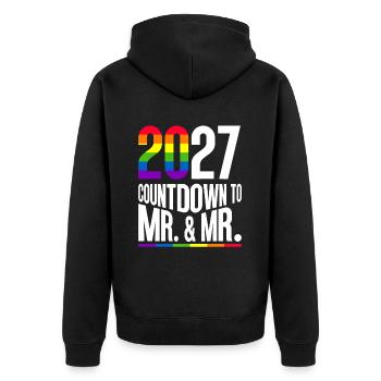Gay Pride 2027 Wedding Gay Marriage - Unisex Premium Organic Zip Hoodie - black - Back - Nico (187cm)