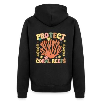 Groovy Coral Aquarium Aquarist - Unisex Premium Bio Zip Hoodie - Schwarz - Hinten - Nico (187cm)