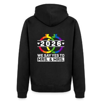 Gay Pride 2026 Mariage Mariage gay - Veste à capuche bio Premium Unisexe - noir - Dos - Nico (187cm)