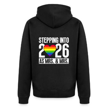 Gay Pride 2026 Hochzeit Homo-Ehe - Unisex Premium Bio Zip Hoodie - Schwarz - Hinten - Nico (187cm)