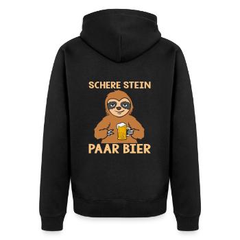 Scissors Stone Couple Beer Beer Sloth - Unisex Premium Organic Zip Hoodie - black - Back - Nico (187cm)