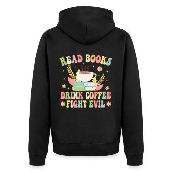Lecteur de livres Groovy - Veste à capuche bio Premium Unisexe - noir - Dos - Nico (187cm)
