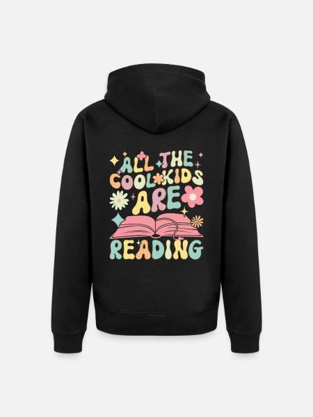 Groovy Book Reader Book Reading - Unisex Premium Organic Zip Hoodie - black