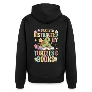 Groovy Sea Turtle - Unisex Premium Organic Zip Hoodie - black - Back - Nico (187cm)