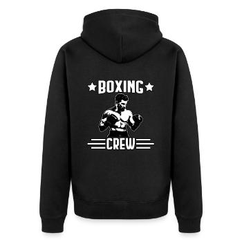 Boxing Crew - Unisex Premium Organic Zip Hoodie - black - Back - Nico (187cm)
