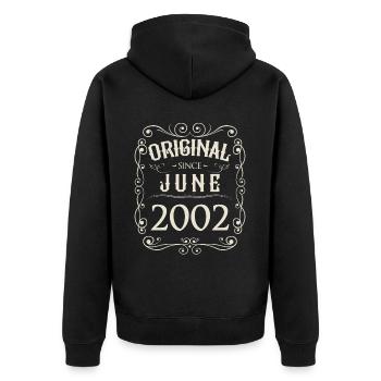 Millésime - Original depuis juin 2002 Anniversaire - Veste à capuche bio Premium Unisexe - noir - Dos - Nico (187cm)