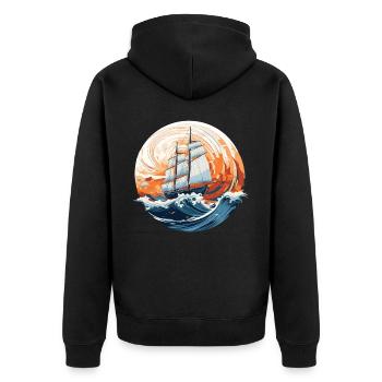 Sailing Boat Ocean Wave Pirate Ship Captain Boatin - Unisex Premium Bio Zip Hoodie - Schwarz - Hinten - Nico (187cm)