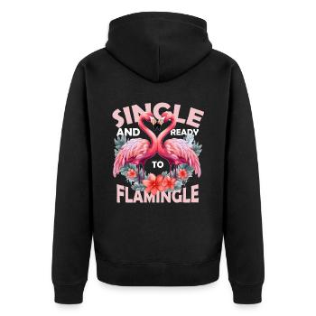 Floral Flamingo Couple Funny Valentines Day - Unisex Premium Bio Zip Hoodie - Schwarz - Hinten - Nico (187cm)