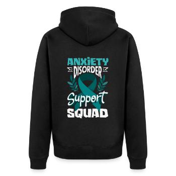 Teal Ribbon PTSD Stress Angststörung - Unisex Premium Bio Zip Hoodie - Schwarz - Hinten - Nico (187cm)