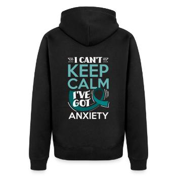 Teal Ribbon PTSD Stress Angststörung - Unisex Premium Bio Zip Hoodie - Schwarz - Hinten - Nico (187cm)