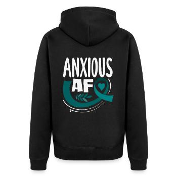 Teal Ribbon PTSD Stress Angststörung - Unisex Premium Bio Zip Hoodie - Schwarz - Hinten - Nico (187cm)