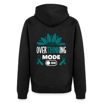 Teal Ribbon PTSD Stress Angststörung - Unisex Premium Bio Zip Hoodie - Schwarz - Hinten - Nico (187cm)