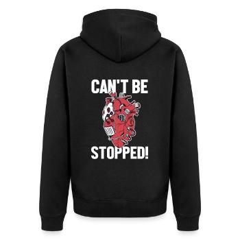 Can't Be Stopped Transplant Pacemakers Open Heart - Unisex Premium Organic Zip Hoodie - black - Back - Nico (187cm)