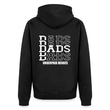 Les papas sous-payés des héros papa disent papa fête des pères - Veste à capuche bio Premium Unisexe - noir - Dos - Nico (187cm)