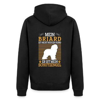 Briard nicht nur ein Hund Berger de Brie Briard - Unisex Premium Bio Zip Hoodie - Schwarz - Hinten - Nico (187cm)
