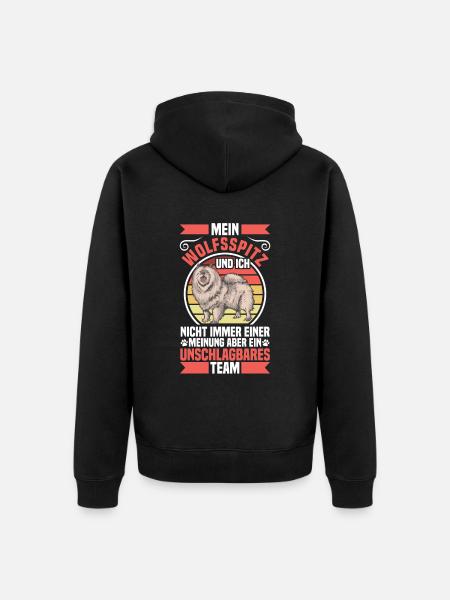 Wolfsspitz ist unschlagbar Deutscher Wolfsspitz - Unisex Premium Bio Zip Hoodie - Schwarz