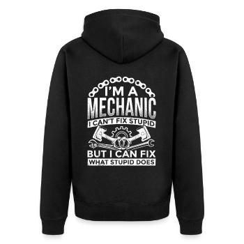 Ich bin ein Mechaniker, ich kann dummes Tuning nic - Unisex Premium Bio Zip Hoodie - Schwarz - Hinten - Nico (187cm)