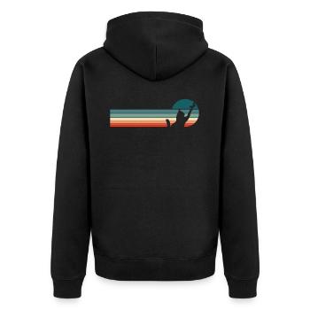 Katze - Unisex Premium Bio Zip Hoodie - Schwarz - Hinten - Nico (187cm)