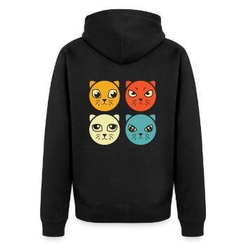 Katze - Unisex Premium Bio Zip Hoodie - Schwarz - Hinten - Nico (187cm)