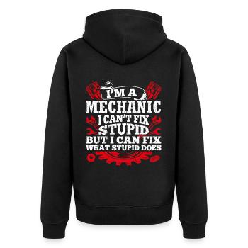Ich bin ein Mechaniker, ich kann dummes Tuning nic - Unisex Premium Bio Zip Hoodie - Schwarz - Hinten - Nico (187cm)