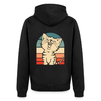 Katze - Unisex Premium Bio Zip Hoodie - Schwarz - Hinten - Nico (187cm)