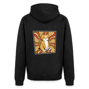 Katze - Unisex Premium Bio Zip Hoodie - Schwarz - Hinten - Nico (187cm)