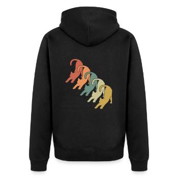 Katze - Unisex Premium Bio Zip Hoodie - Schwarz - Hinten - Nico (187cm)