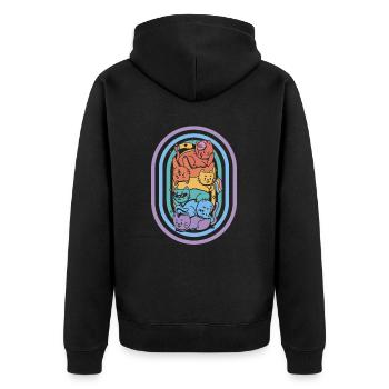 Katze - Unisex Premium Bio Zip Hoodie - Schwarz - Hinten - Nico (187cm)