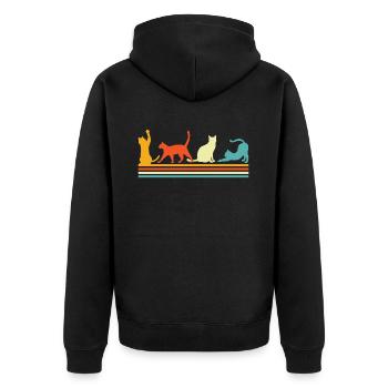 Katze - Unisex Premium Bio Zip Hoodie - Schwarz - Hinten - Nico (187cm)