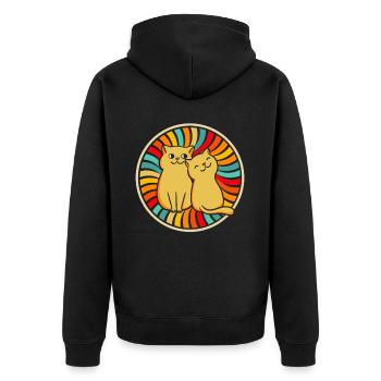 Katze - Unisex Premium Bio Zip Hoodie - Schwarz - Hinten - Nico (187cm)