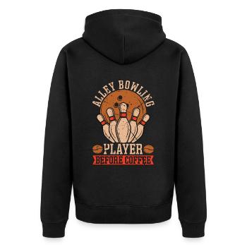 Alley Bowling Player Before Ninepins Coffee Lover - Unisex Premium Bio Zip Hoodie - Schwarz - Hinten - Nico (187cm)