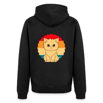 Katze - Unisex Premium Bio Zip Hoodie - Schwarz - Hinten - Nico (187cm)