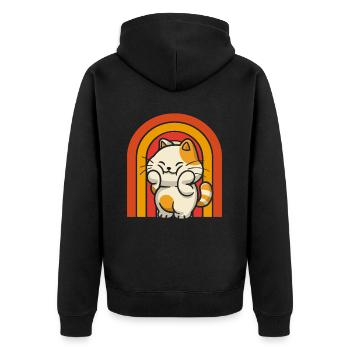 Katze - Unisex Premium Bio Zip Hoodie - Schwarz - Hinten - Nico (187cm)
