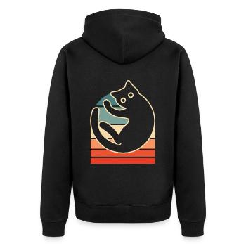 Katze - Unisex Premium Bio Zip Hoodie - Schwarz - Hinten - Nico (187cm)