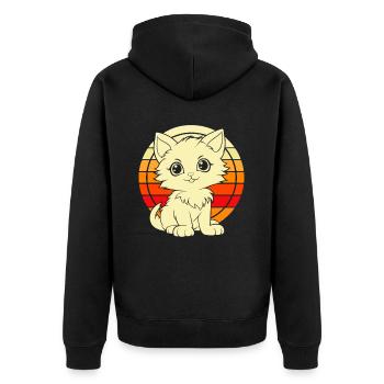 Katze - Unisex Premium Bio Zip Hoodie - Schwarz - Hinten - Nico (187cm)