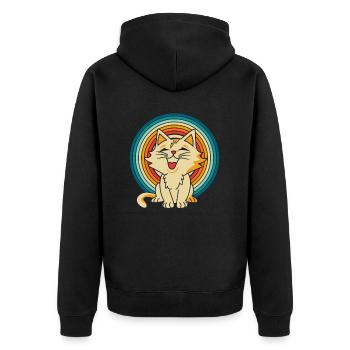 Katze - Unisex Premium Bio Zip Hoodie - Schwarz - Hinten - Nico (187cm)