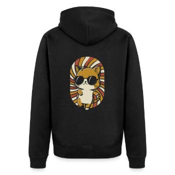 Katze - Unisex Premium Bio Zip Hoodie - Schwarz - Hinten - Nico (187cm)