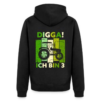 3ème anniversaire garçon tracteur cadeau agriculteur - Veste à capuche bio Premium Unisexe - noir - Dos - Nico (187cm)