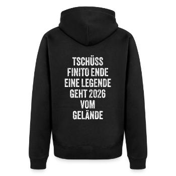 Rentner Rente 2026 Sprüche Ruhestand Geschenk - Unisex Premium Bio Zip Hoodie - Schwarz - Hinten - Nico (187cm)
