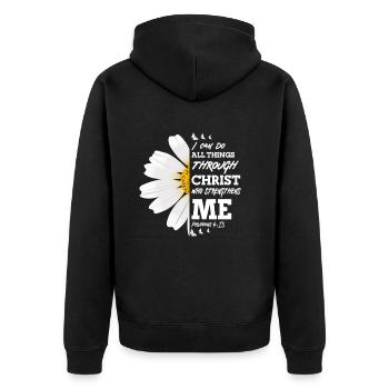 I Can Do All Things Through Christ Daisy Flower - Unisex Premium Organic Zip Hoodie - black - Back - Nico (187cm)
