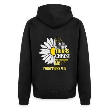 I Can Do All Things Through Christ Daisy Flower - Unisex Premium Organic Zip Hoodie - black - Back - Nico (187cm)