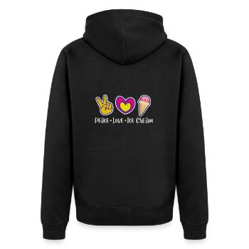 Eiscreme - Unisex Premium Bio Zip Hoodie - Schwarz - Hinten - Nico (187cm)