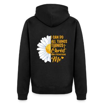 I Can Do All Things Through Christ Daisy Flower - Unisex Premium Organic Zip Hoodie - black - Back - Nico (187cm)