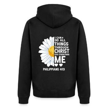 I Can Do All Things Through Christ Daisy Flower - Unisex Premium Organic Zip Hoodie - black - Back - Nico (187cm)