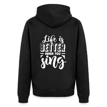 Sänger Sängerin Singen Musiker Geschenk - Unisex Premium Bio Zip Hoodie - Schwarz - Hinten - Nico (187cm)