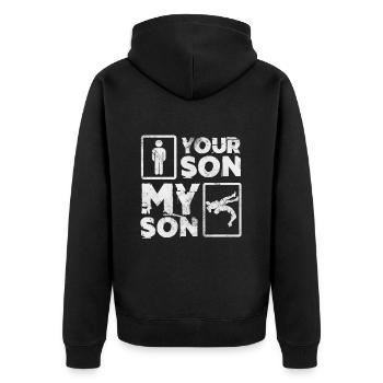 Wrestling - Unisex Premium Bio Zip Hoodie - Schwarz - Hinten - Nico (187cm)