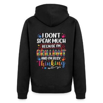 Autismus Awareness Day Autist Geschenk - Unisex Premium Bio Zip Hoodie - Schwarz - Hinten - Nico (187cm)