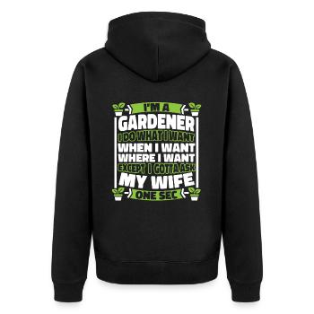 Hobby gardener garden - Unisex Premium Organic Zip Hoodie - black - Back - Nico (187cm)